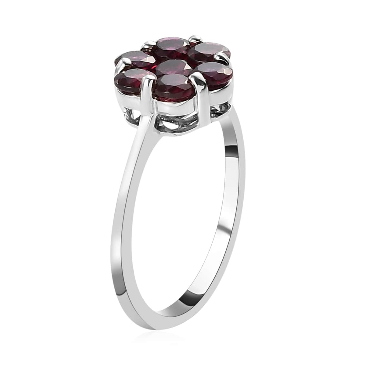 American Arizona Anthill Garnet Floral Ring in Platinum Over Sterling Silver (Size 6.0) 1.75 ctw image number 3