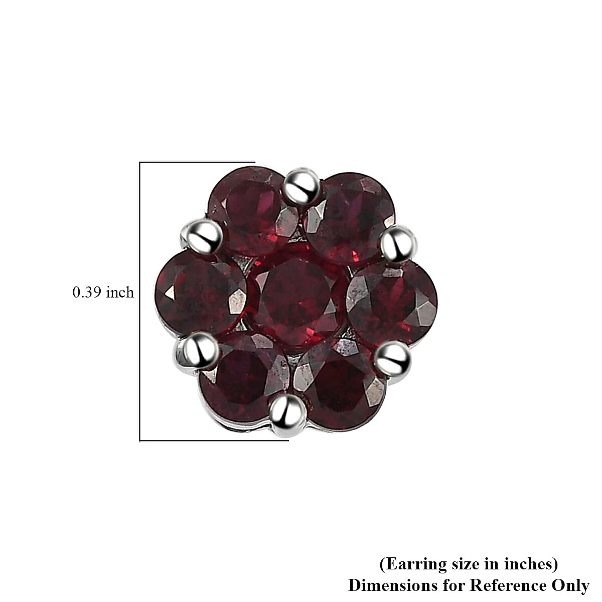 AMERICAN Arizona Anthill Garnet Floral Stud Earrings in Platinum Over Sterling Silver 2.15 ctw