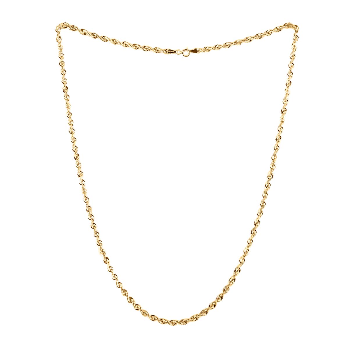 10K Yellow Gold 4mm Diamond Cut Rope Necklace 18 Inches 5.60 Grams image number 2