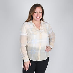 HARVE BERNARD Light Yellow Striped Button-up Shirt - XL