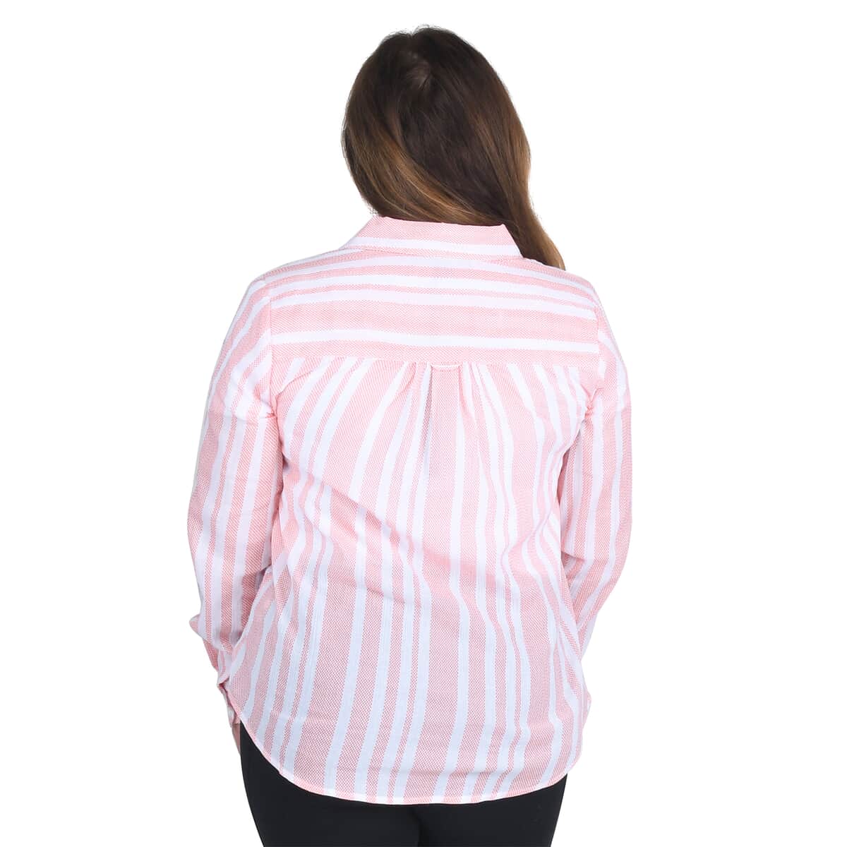 HARVE BENARD Pink and White Striped Button-up Shirt - L image number 1