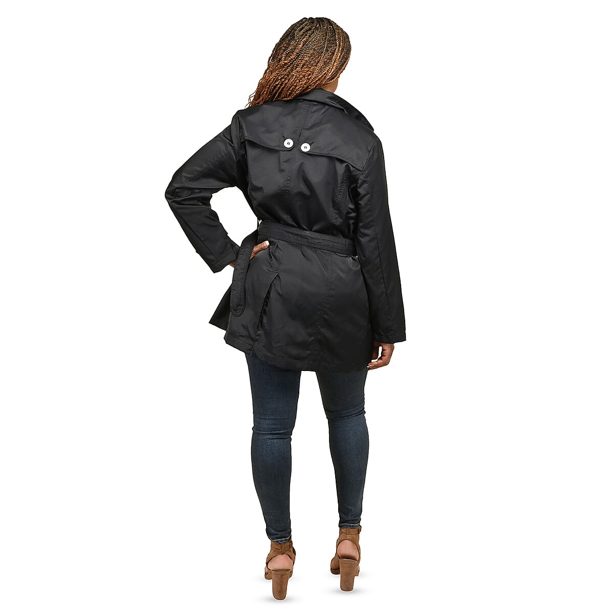 JOU JU Black Button-up Trench Coat - 1X image number 1