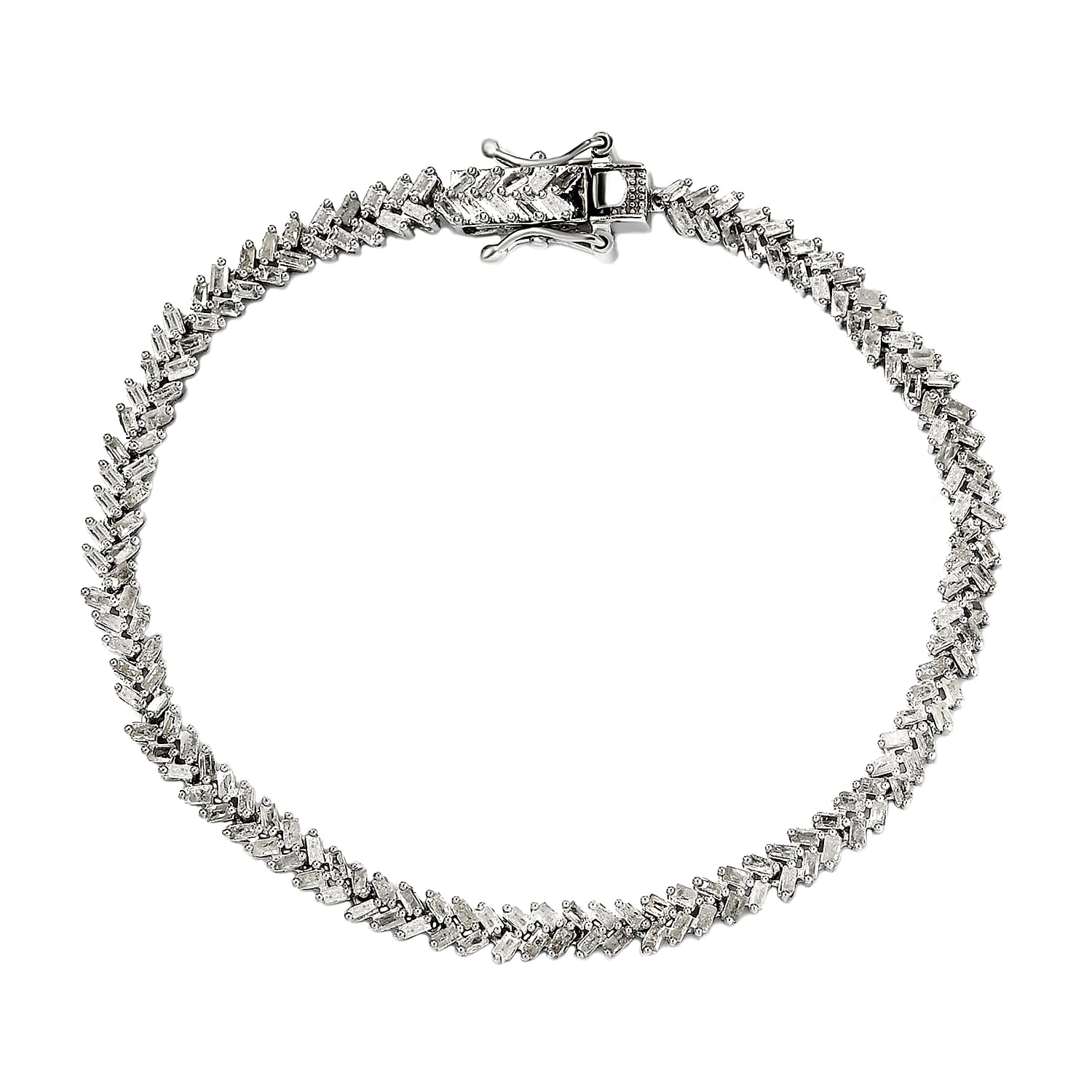 Diamond Cluster Bracelet in Platinum Over Sterling Silver (7.25 In) 8.50 Grams 3.00 ctw