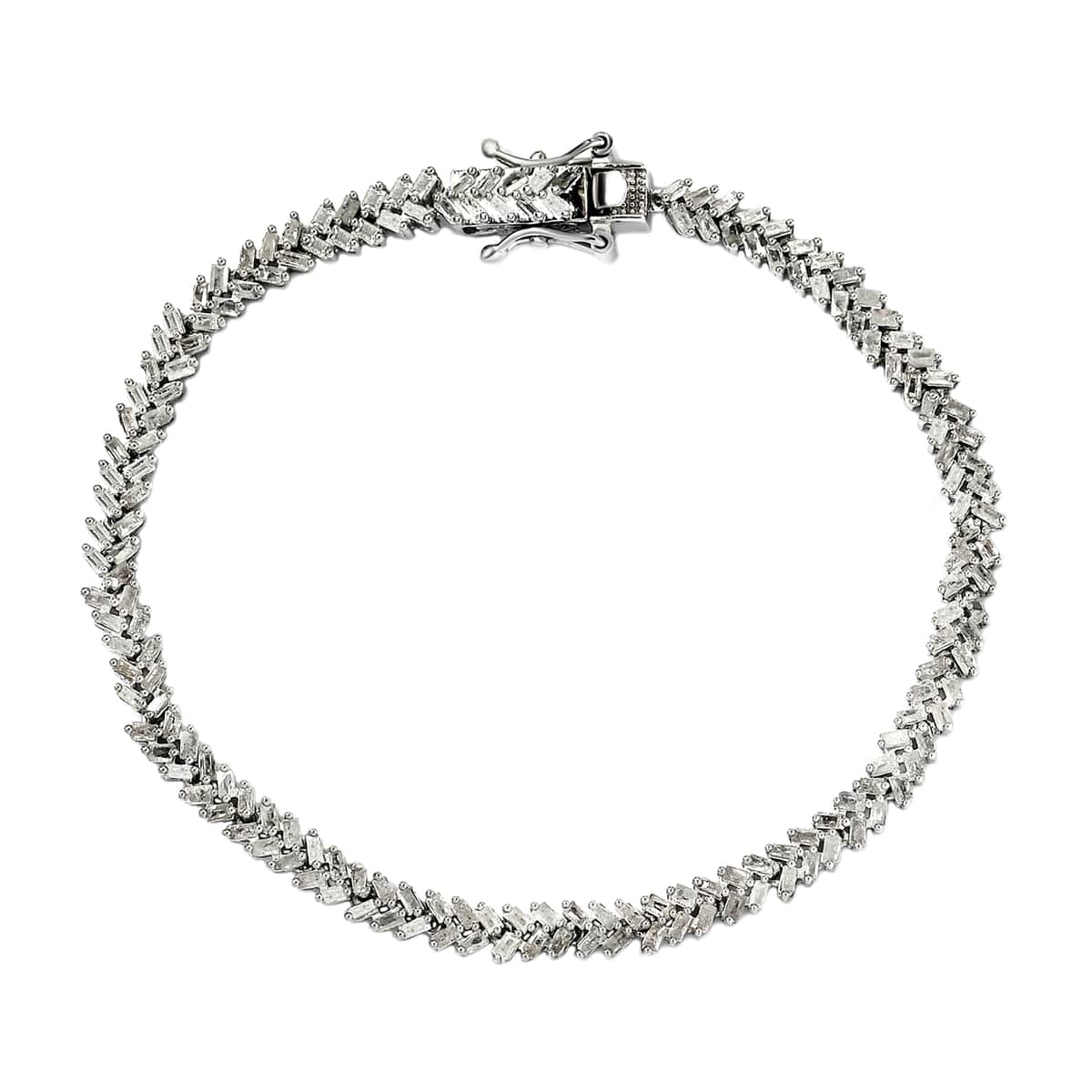 Diamond Cluster Bracelet in Platinum Over Sterling Silver (7.25 In) 8.50 Grams 3.00 ctw image number 0