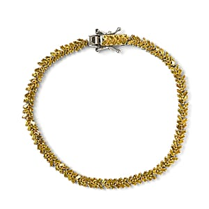 Yellow Diamond Cluster Bracelet in Rhodium and Platinum Over Sterling Silver (7.25 In) 3.00 ctw
