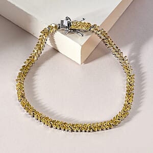 Yellow Diamond Cluster Bracelet in Rhodium and Platinum Over Sterling Silver (7.25 In) 3.00 ctw