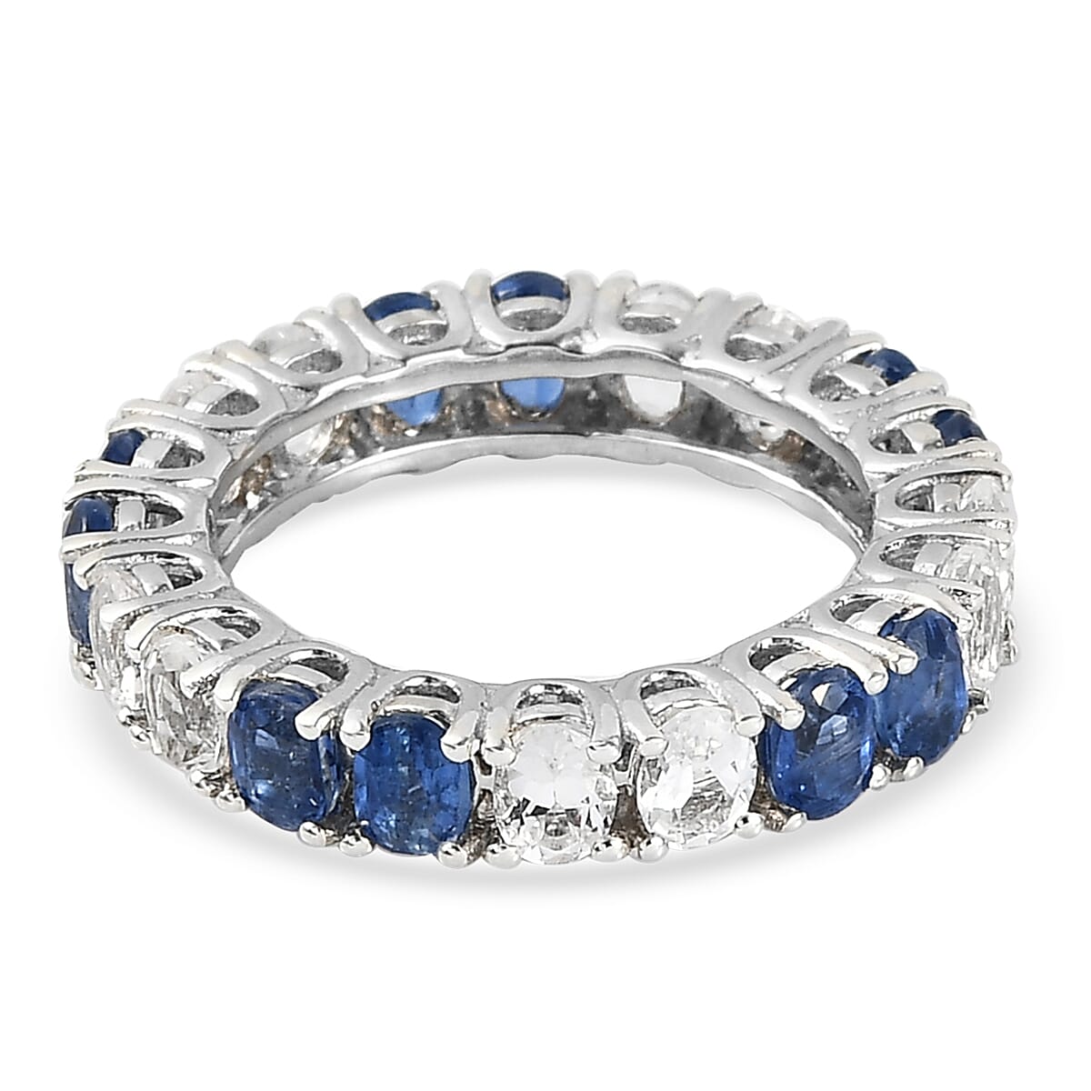 Kyanite and White Topaz Eternity Band Ring in Platinum Over Sterling Silver (Size 7.0) 4.70 ctw image number 4
