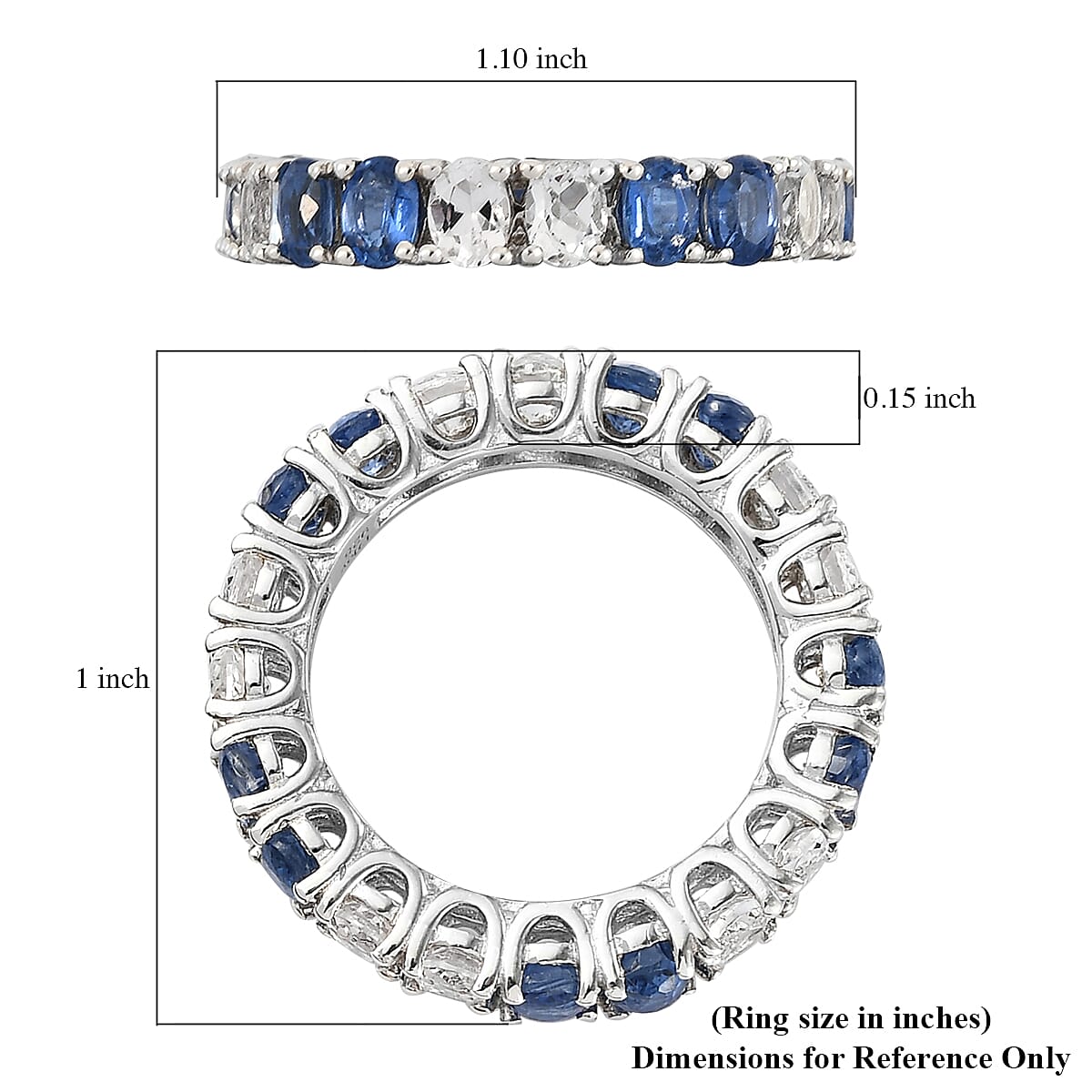 Kyanite and White Topaz Eternity Band Ring in Platinum Over Sterling Silver (Size 7.0) 4.70 ctw image number 5