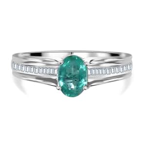 Rhapsody 950 Platinum AAAA Ethiopian Emerald and E-F VS2 Diamond Bridge Ring (Size 10.0) 4.50 Grams 1.00 ctw