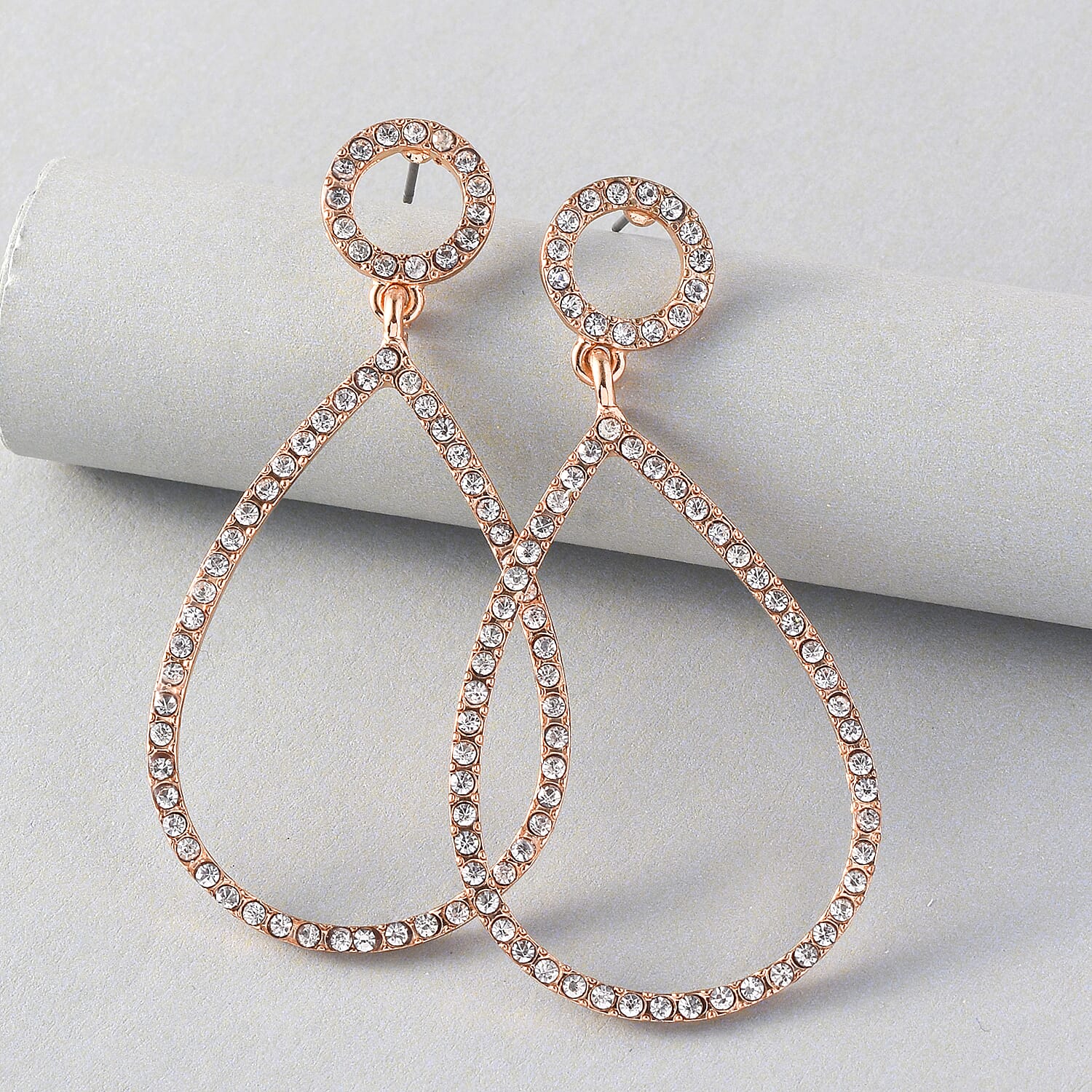 Austrian Crystal Drop Earrings in Goldtone