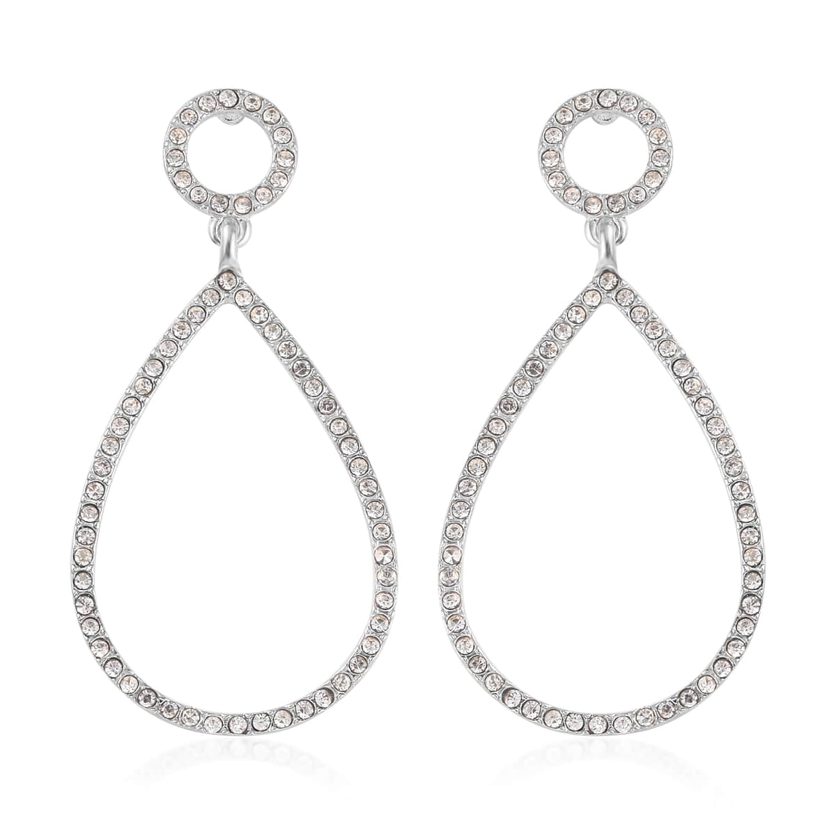 Austrian Crystal Drop Earrings in Silvertone image number 0