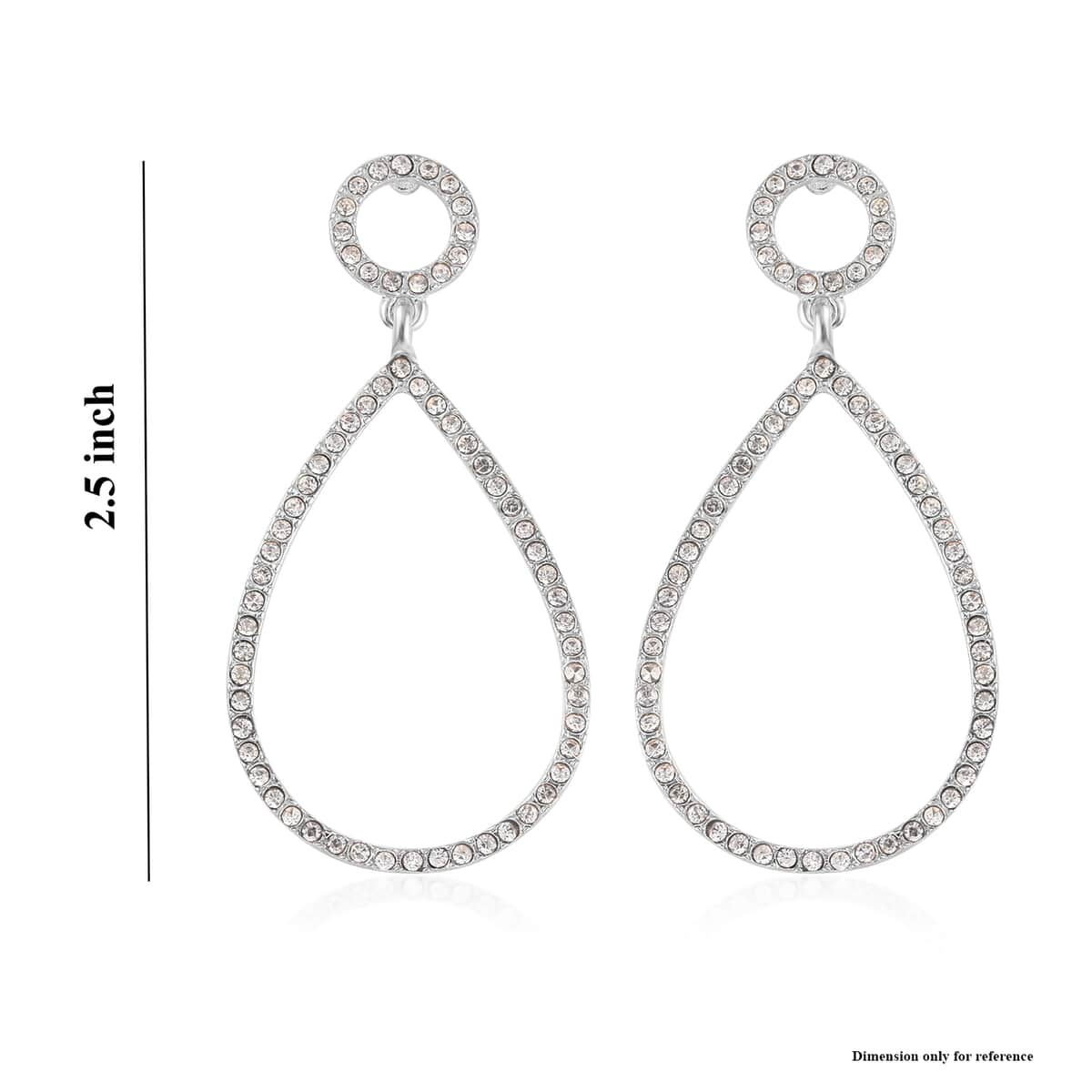 Austrian Crystal Drop Earrings in Silvertone image number 5