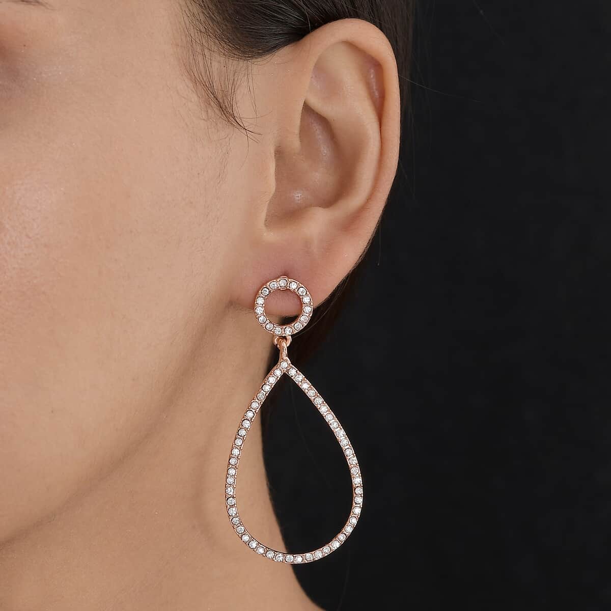 Austrian Crystal Drop Earrings in Rosetone image number 2