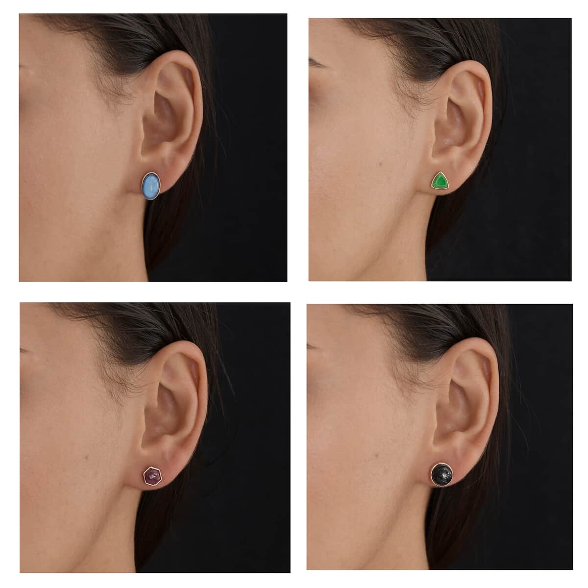 Multi Color Resin Set of 4 Stud Earrings in Rosetone image number 2