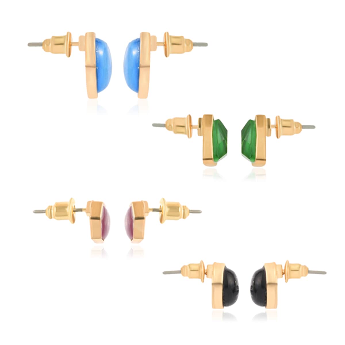 Multi Color Resin Set of 4 Stud Earrings in Rosetone image number 3