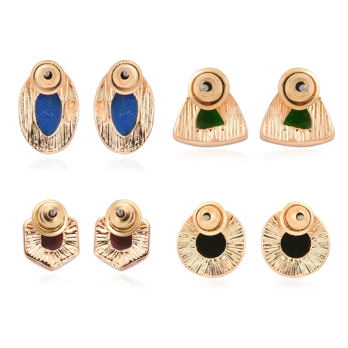 Multi Color Resin Set of 4 Stud Earrings in Rosetone image number 4