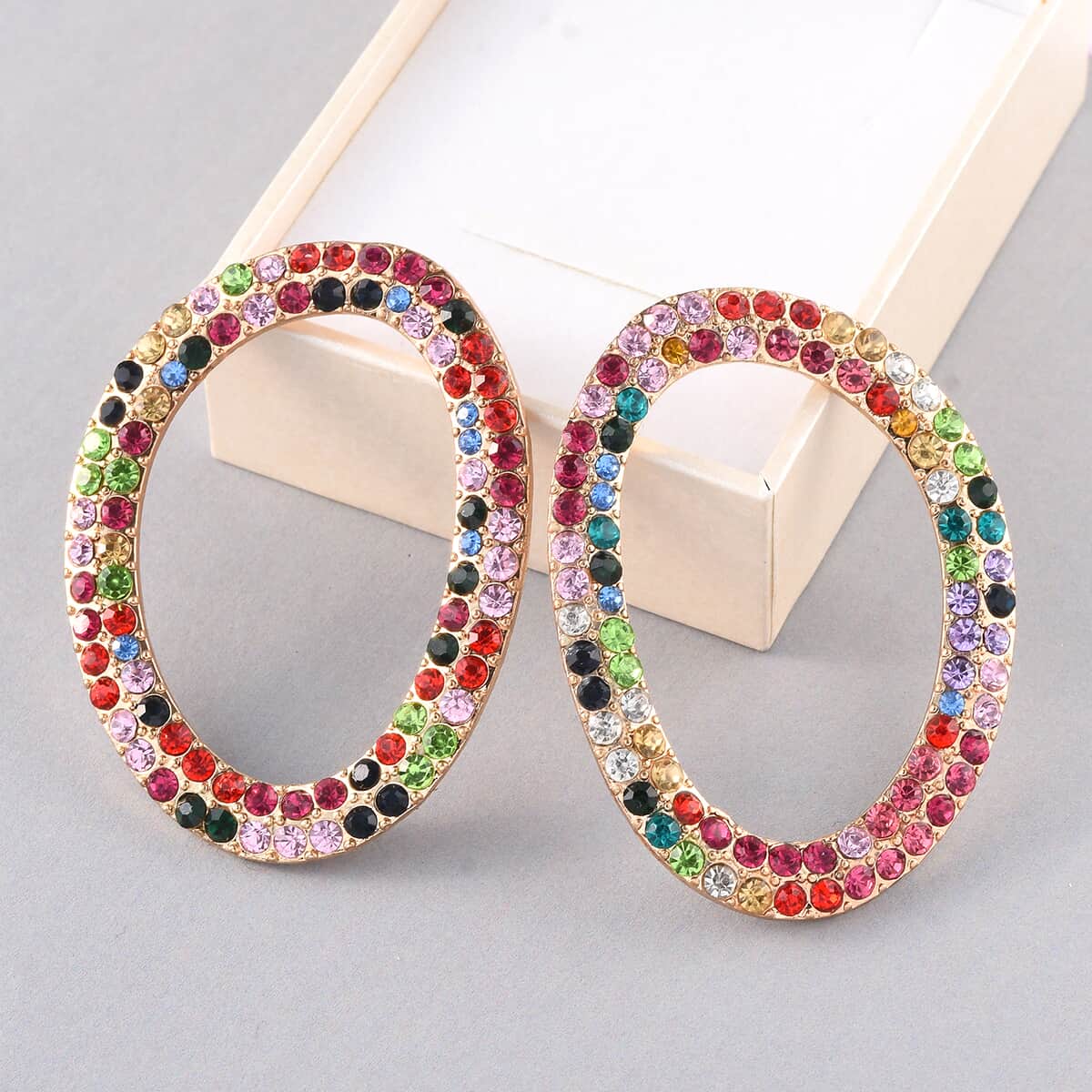 Multi Color Crystal Earrings in Rosetone image number 1