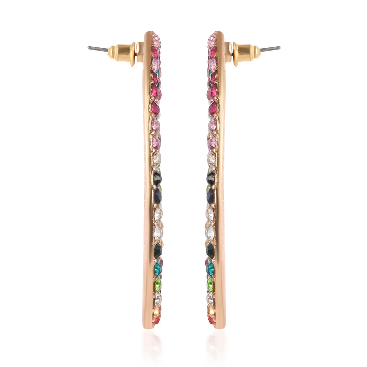 Multi Color Crystal Earrings in Rosetone image number 3