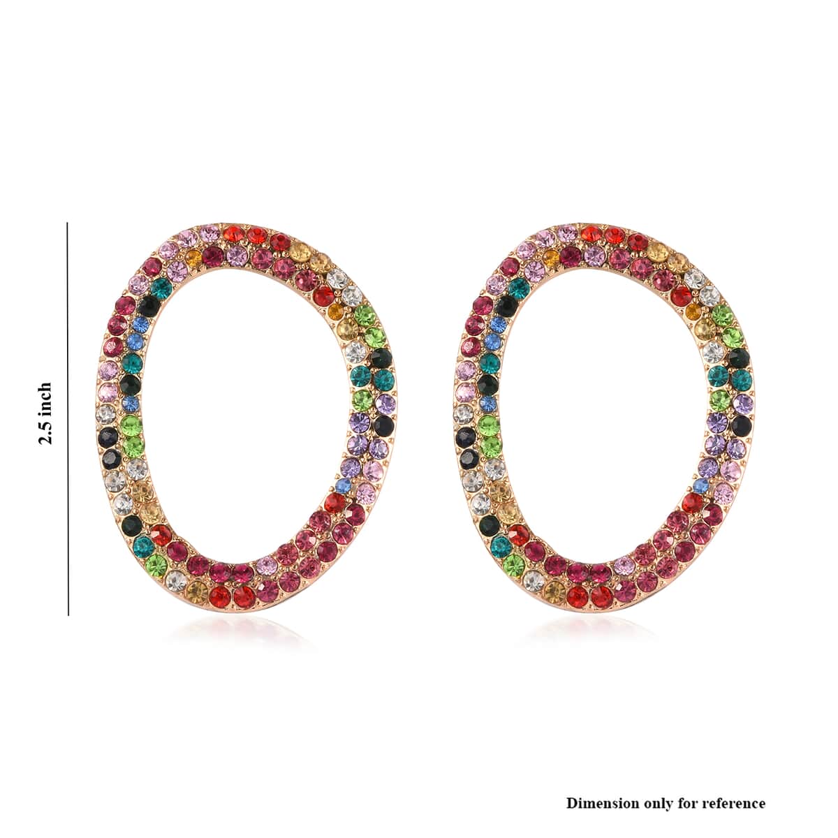 Multi Color Crystal Earrings in Rosetone image number 5