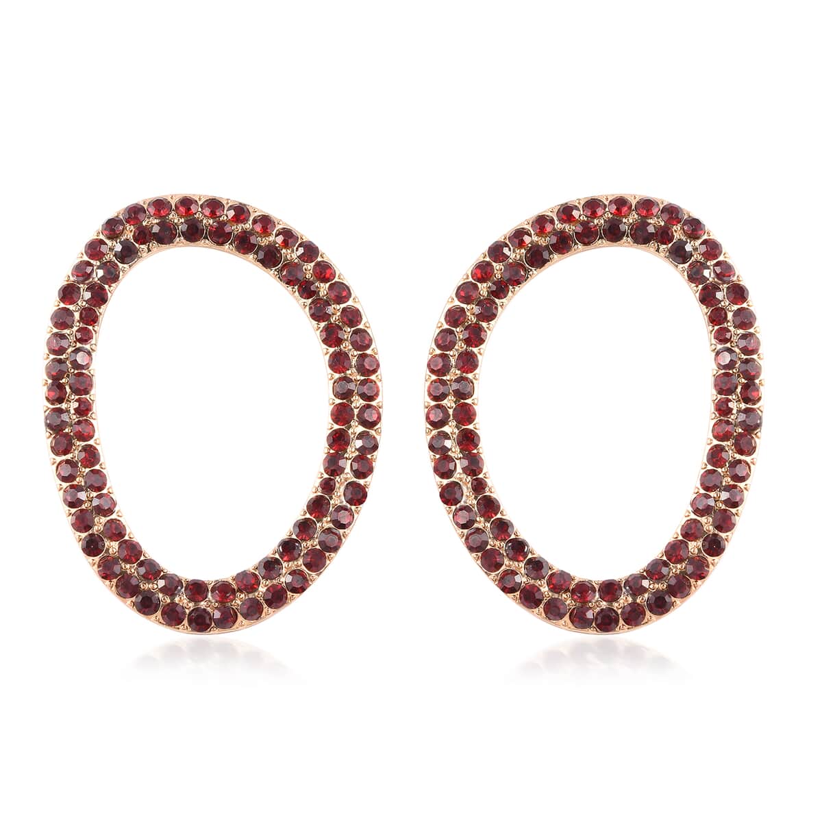 Red Color Crystal Earrings in Rosetone image number 0