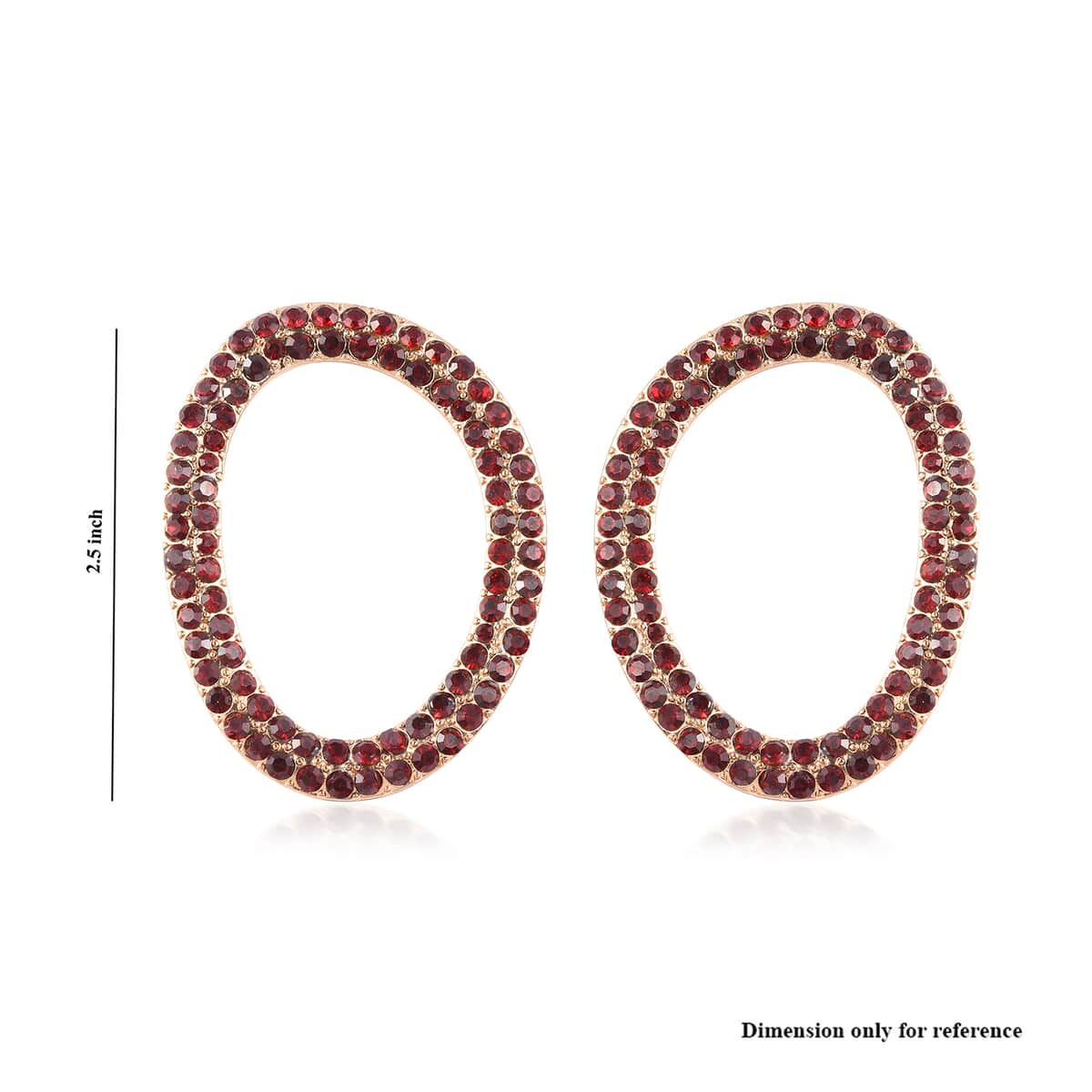 Red Color Crystal Earrings in Rosetone image number 5