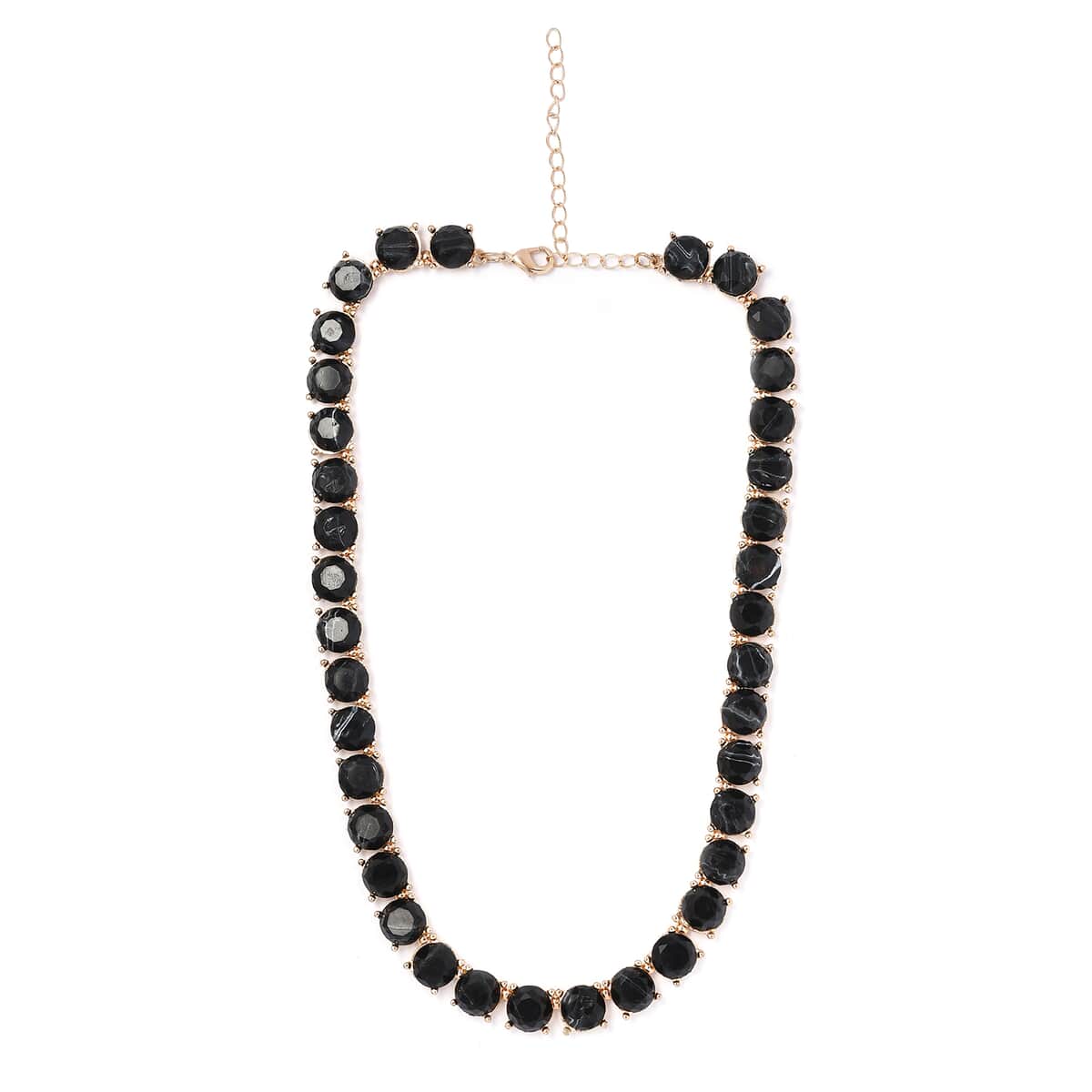 Black Resin Statement Necklace 16.5-19.5 Inches in Goldtone image number 0