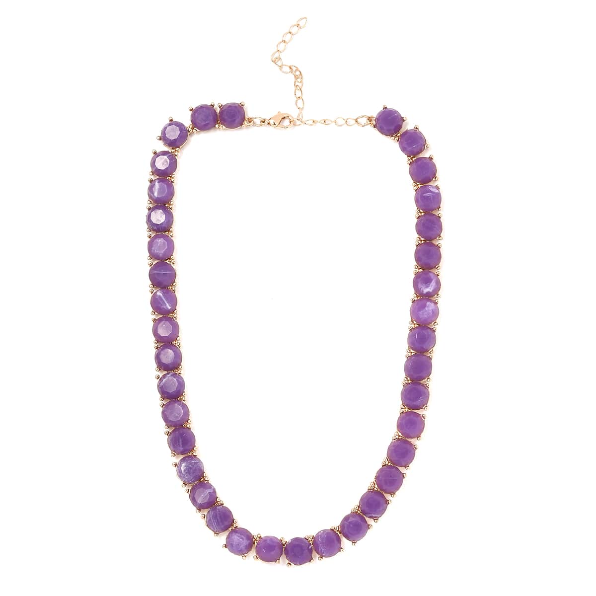 Purple Resin Statement Necklace 16.5-19.5 Inches in Goldtone image number 0