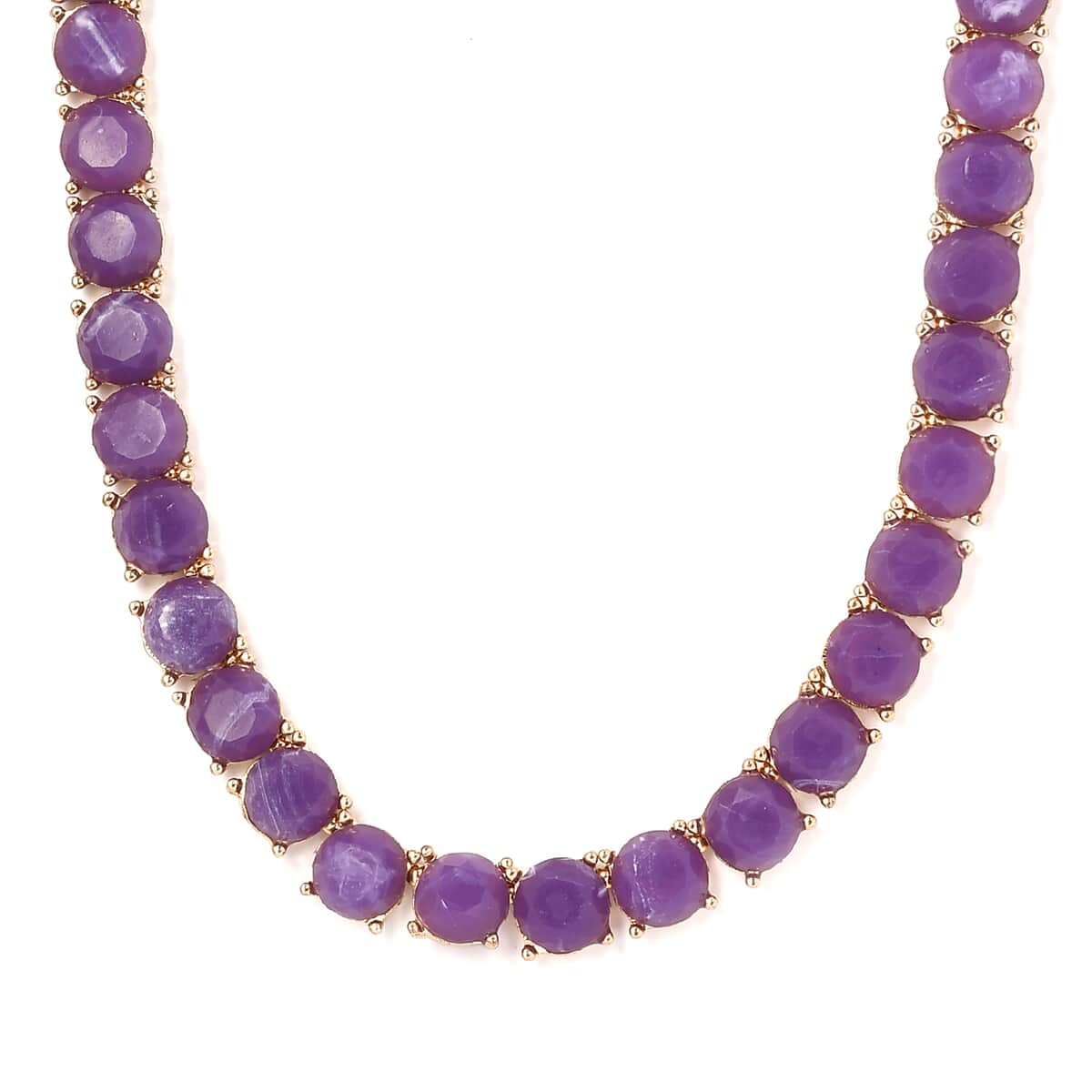 Purple Resin Statement Necklace 16.5-19.5 Inches in Goldtone image number 3