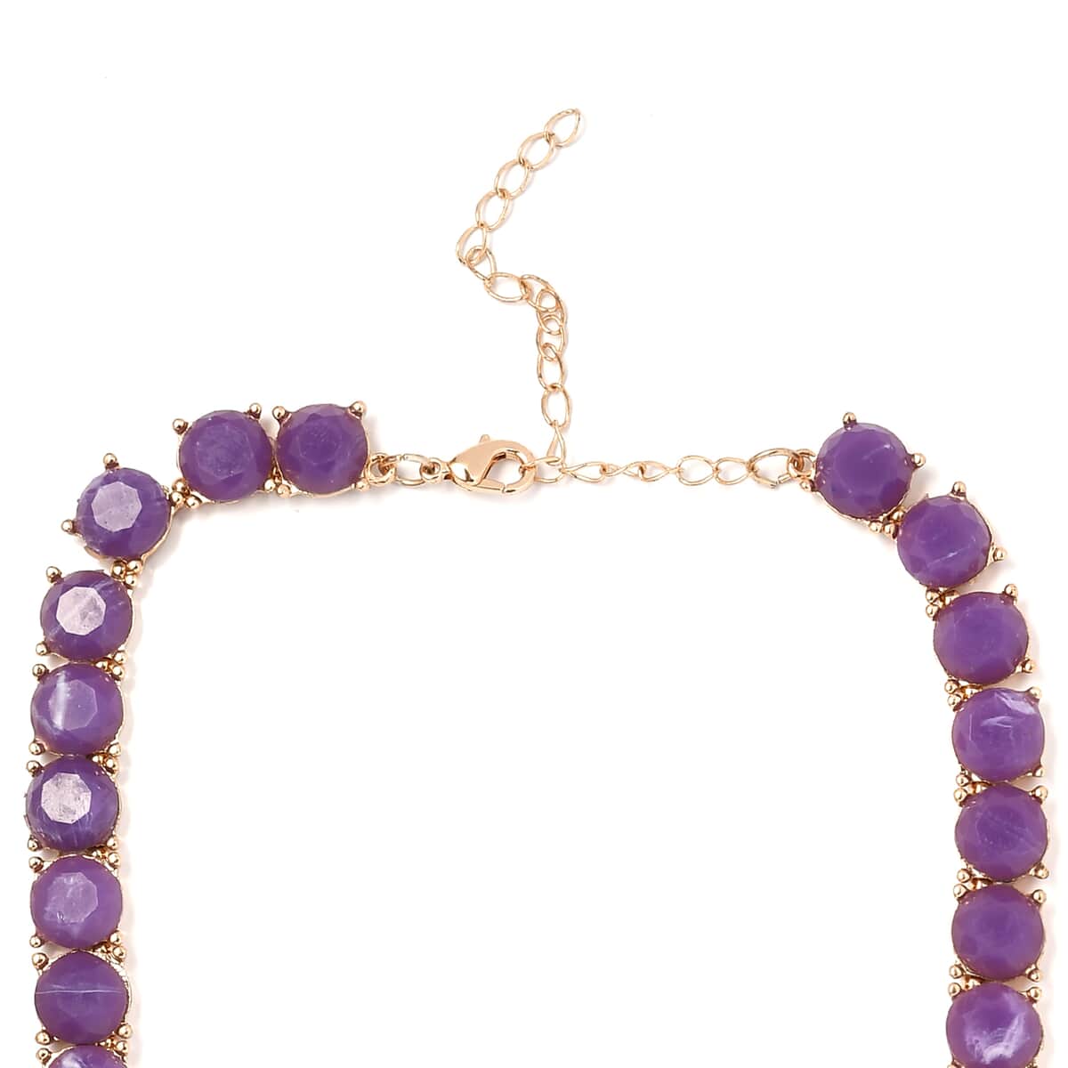 Purple Resin Statement Necklace 16.5-19.5 Inches in Goldtone image number 4