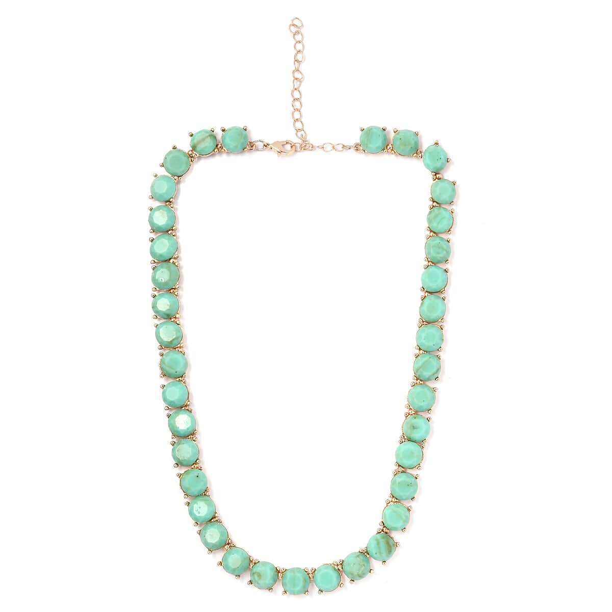 Turquoise Resin Statement Necklace 16.5-19.50 Inches in Goldtone image number 0