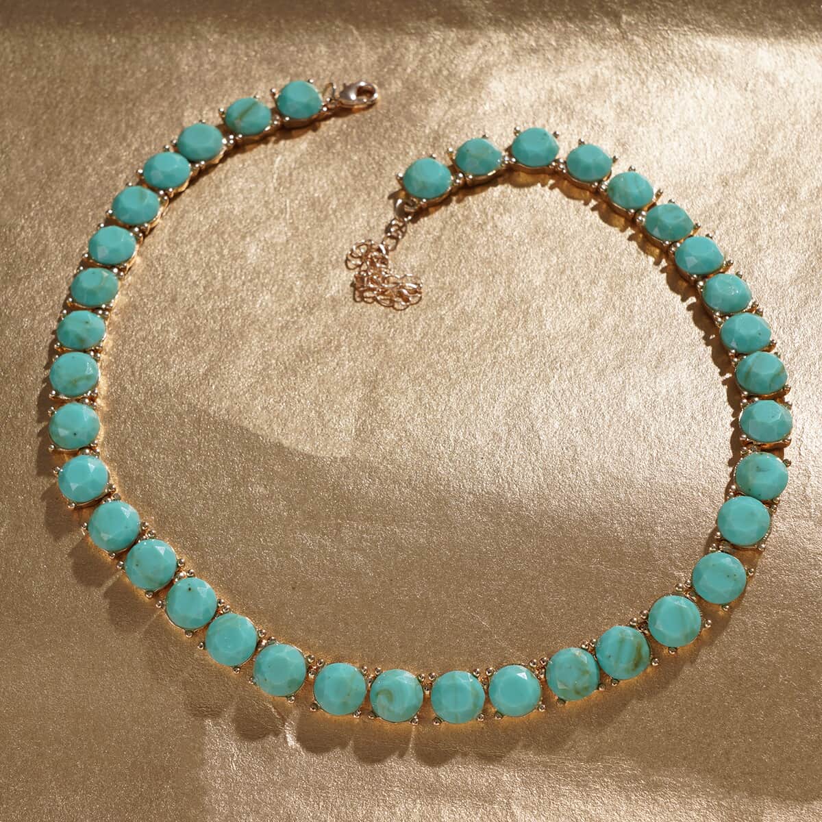 Turquoise Resin Statement Necklace 16.5-19.50 Inches in Goldtone image number 1