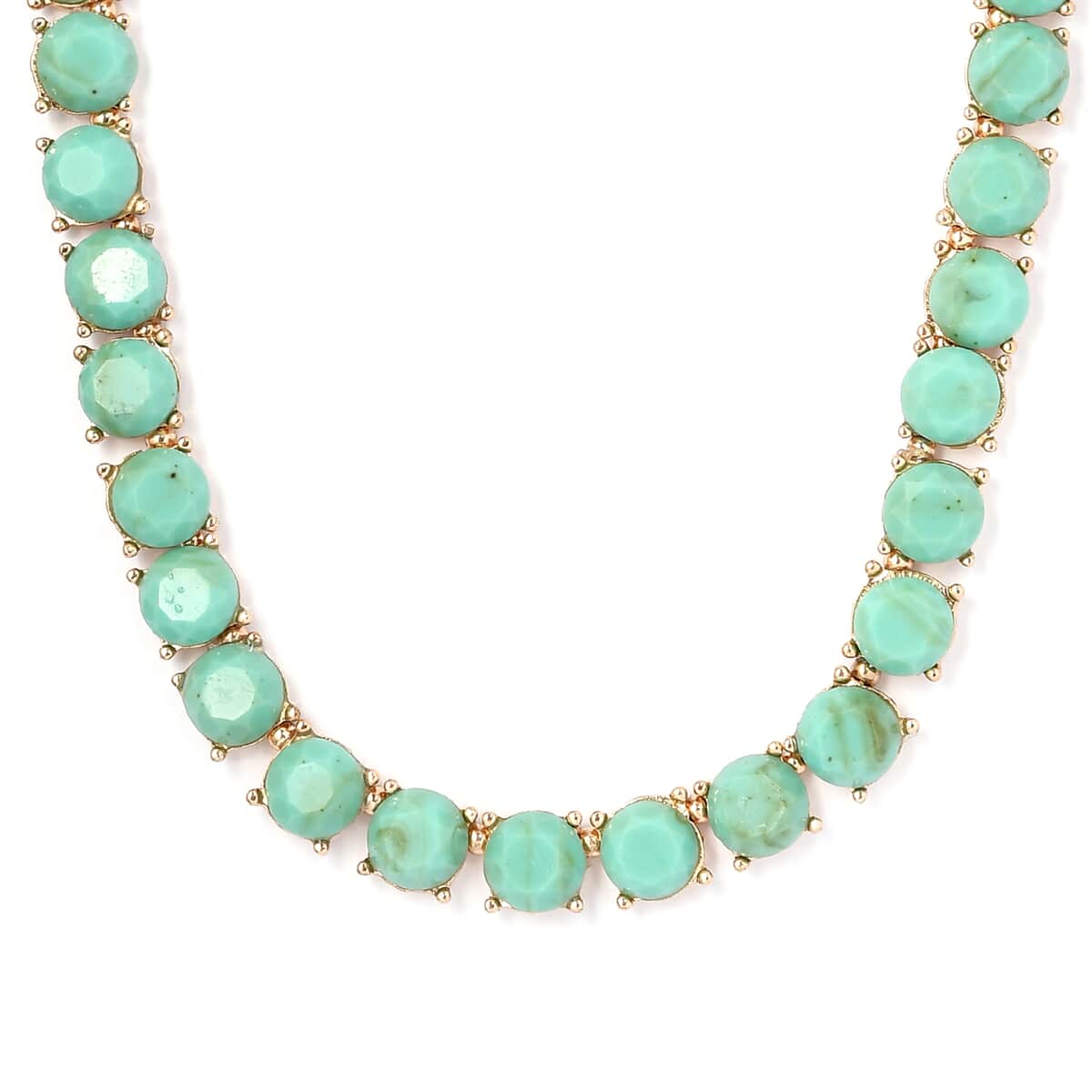 Turquoise Resin Statement Necklace 16.5-19.50 Inches in Goldtone image number 3