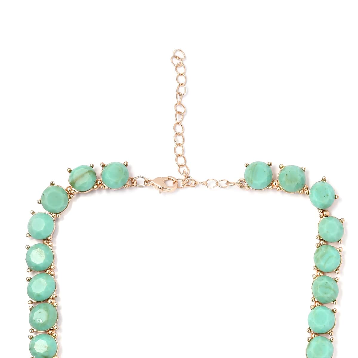 Turquoise Resin Statement Necklace 16.5-19.50 Inches in Goldtone image number 4