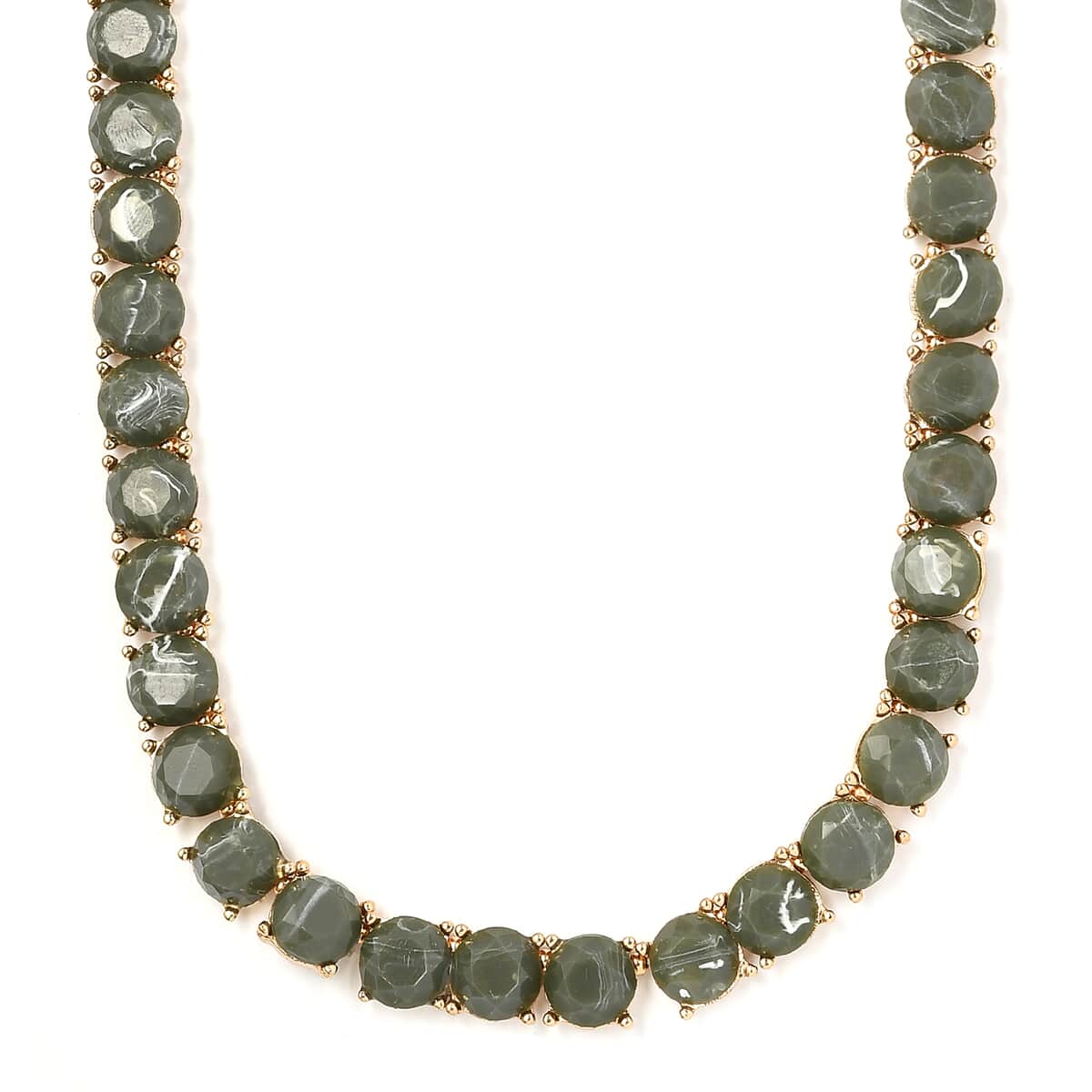 Olive Resin Statement Necklace 16.5-19.5 Inches in Rosetone image number 3