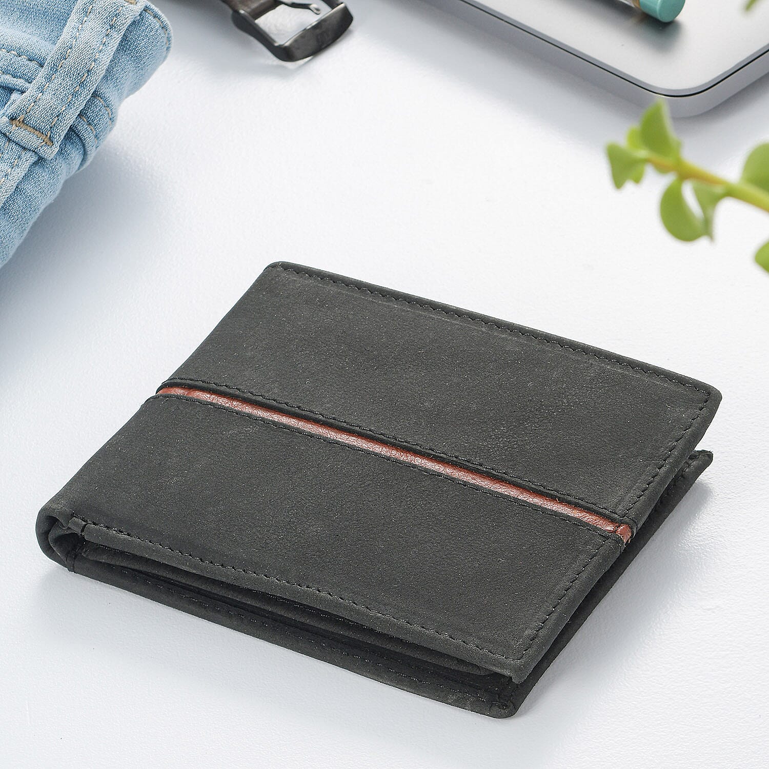 Union Code Black Genuine Leather Bi Fold Men's RFID Wallet