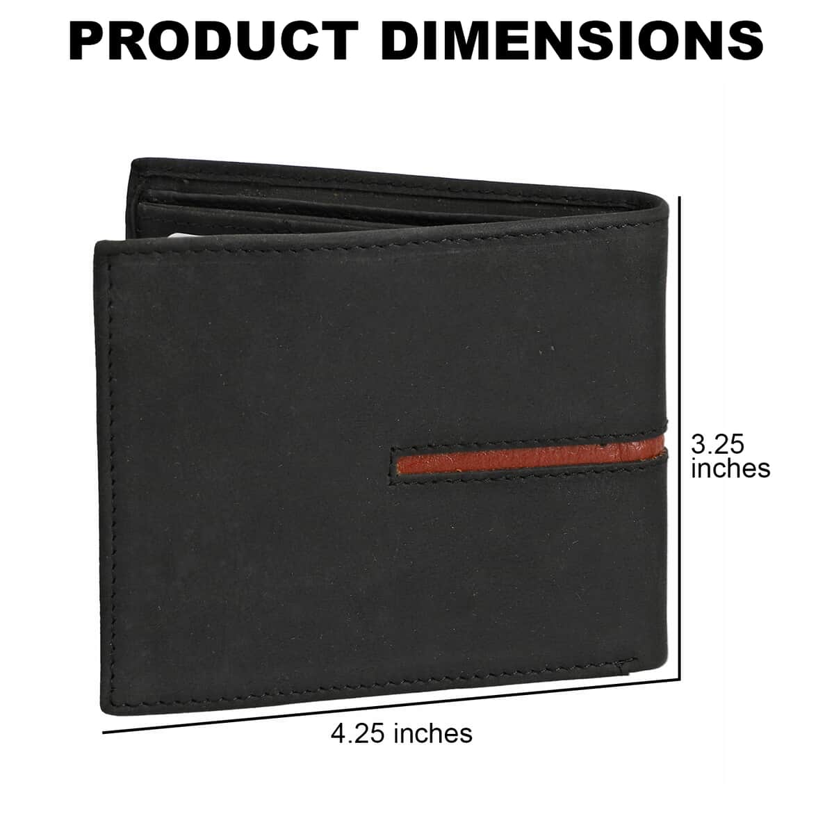 "UNION CODE Genuine Leather Bi Fold Men's Wallet (RFID Protected) SIZE: 4.25(L)x3.25(H) inches COLOR: Black" image number 3