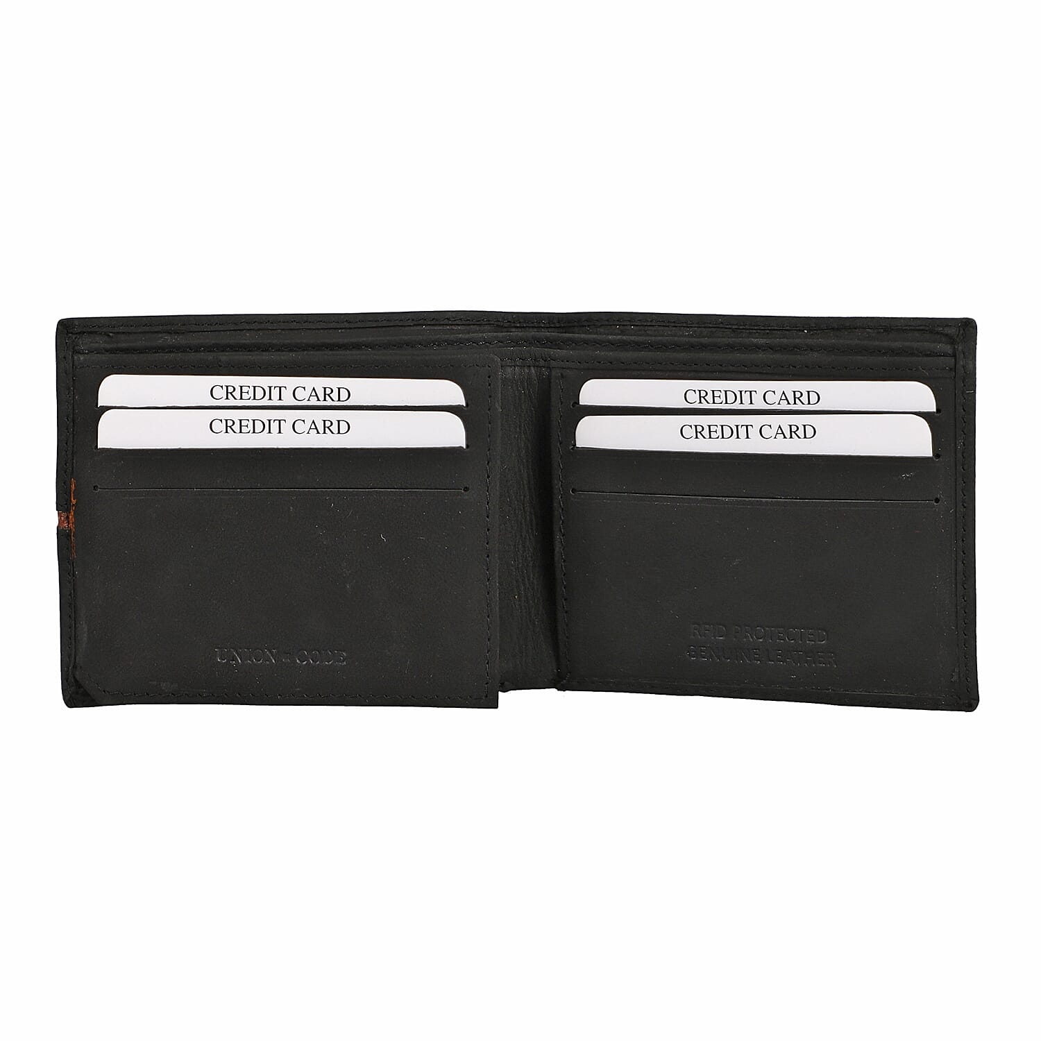 Union Code Black Genuine Leather Bi Fold Men's RFID Wallet
