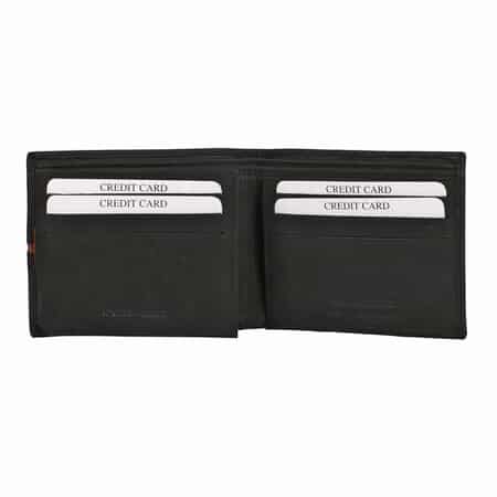 Union Code Black Genuine Leather Bi Fold Men's RFID Wallet image number 4
