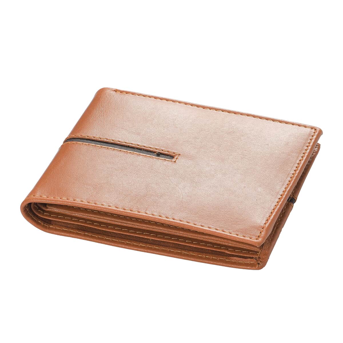 Father's Day Special Union Code Tan Genuine Leather RFID Protected Slim Minimalist Bifold Men's Wallet image number 0