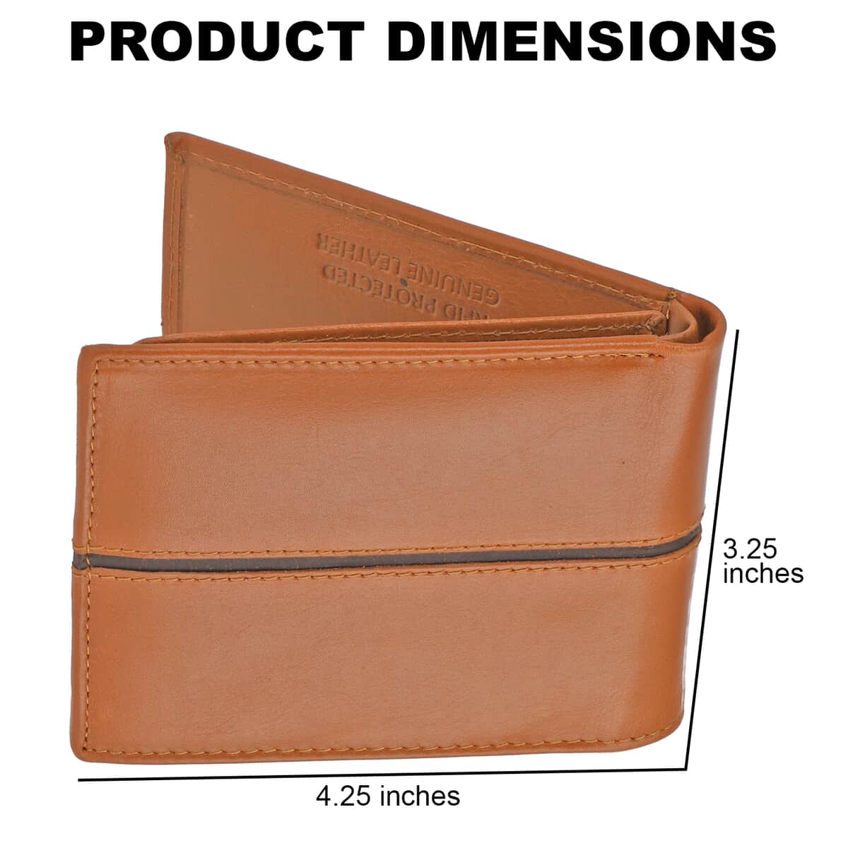 Father's Day Special Union Code Tan Genuine Leather RFID Protected Slim Minimalist Bifold Men's Wallet image number 3