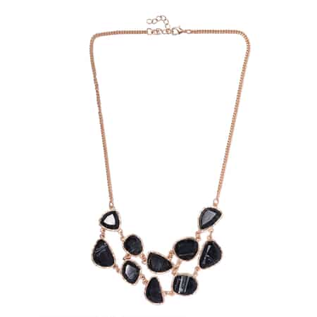 Black Resin Layered Statement Necklace 18.50 Inches in Rosetone image number 0