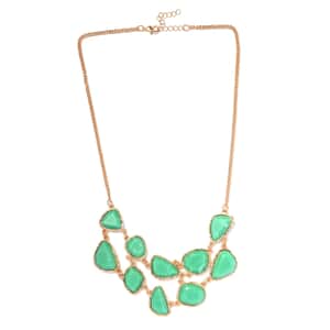 Sea Green Resin Layered Statement Necklace 18.50 Inches in Rosetone