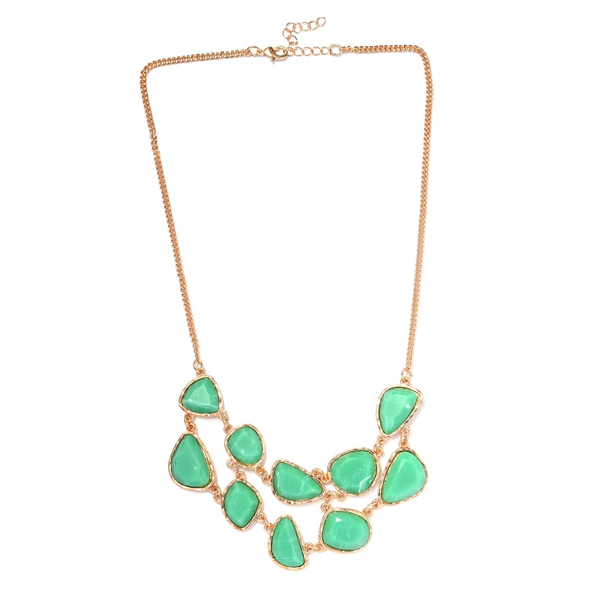 Sea Green Resin Layered Statement Necklace 18.50 Inches in Rosetone image number 0