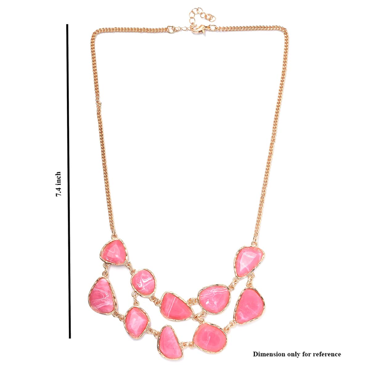 Pink Resin Layered Statement Necklace 18.50 Inches in Rosetone image number 4