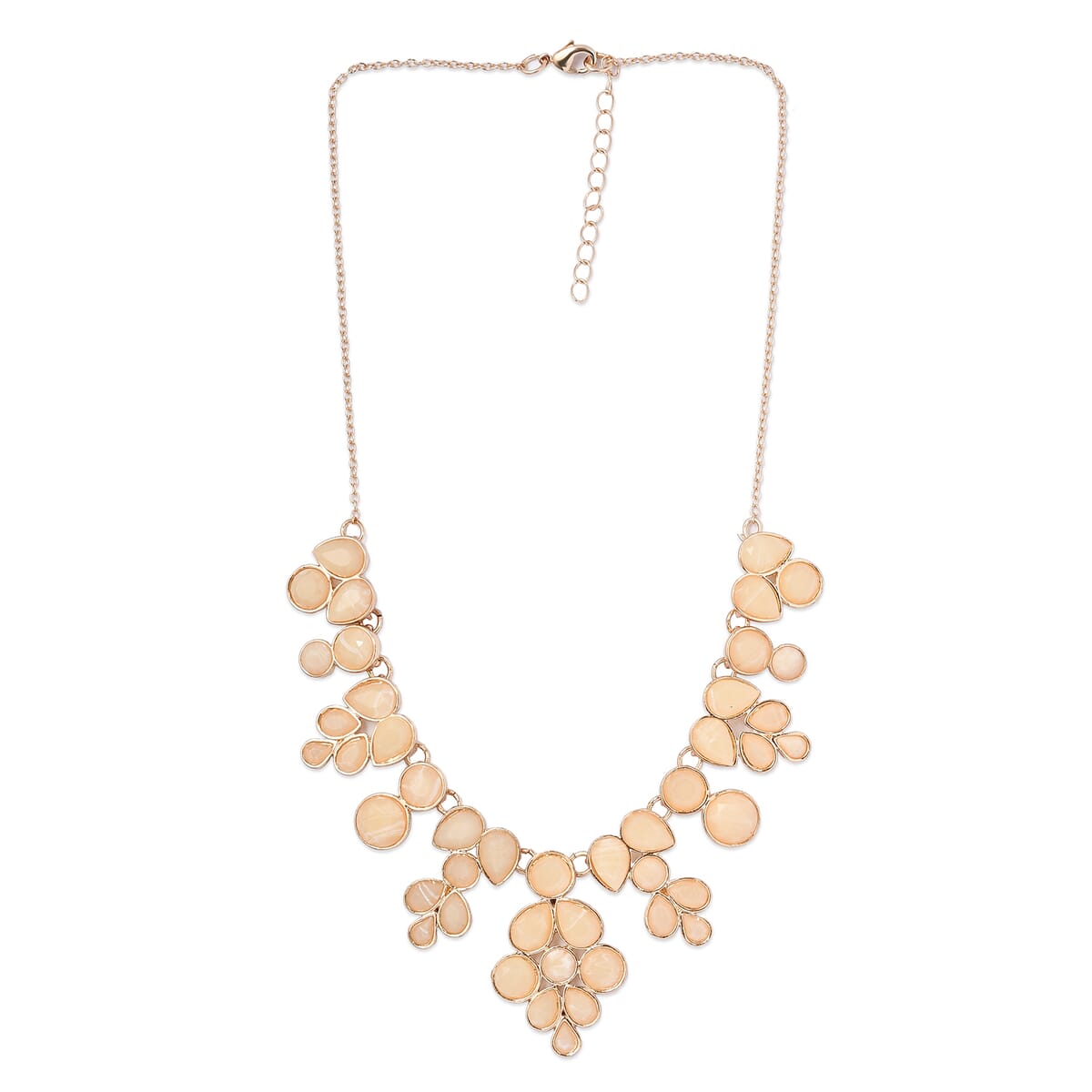 Beige Resin Statement Necklace 17-20 Inches in Goldtone image number 0