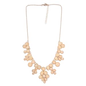Beige Resin Statement Necklace 17-20 Inches in Goldtone