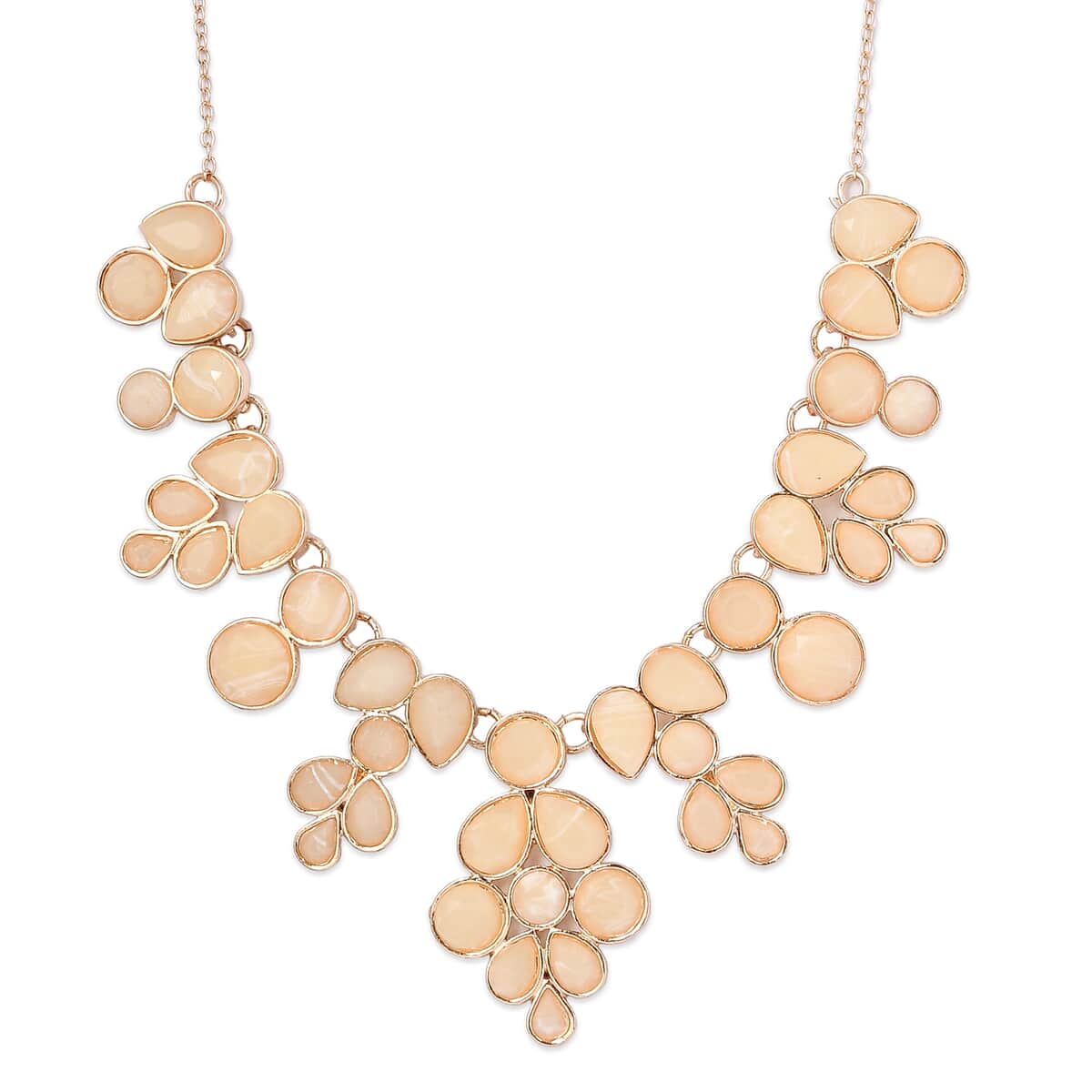 Beige Resin Statement Necklace 17-20 Inches in Goldtone image number 3
