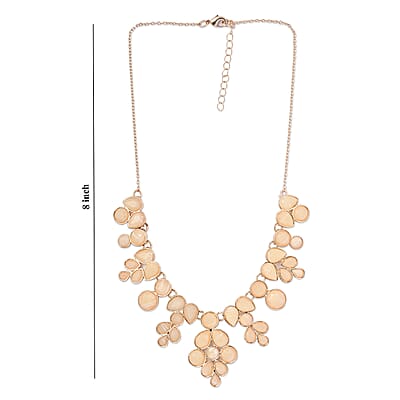 Beige Resin Statement Necklace 17-20 Inches in Goldtone