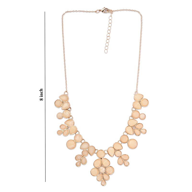Beige Resin Statement Necklace 17-20 Inches in Goldtone