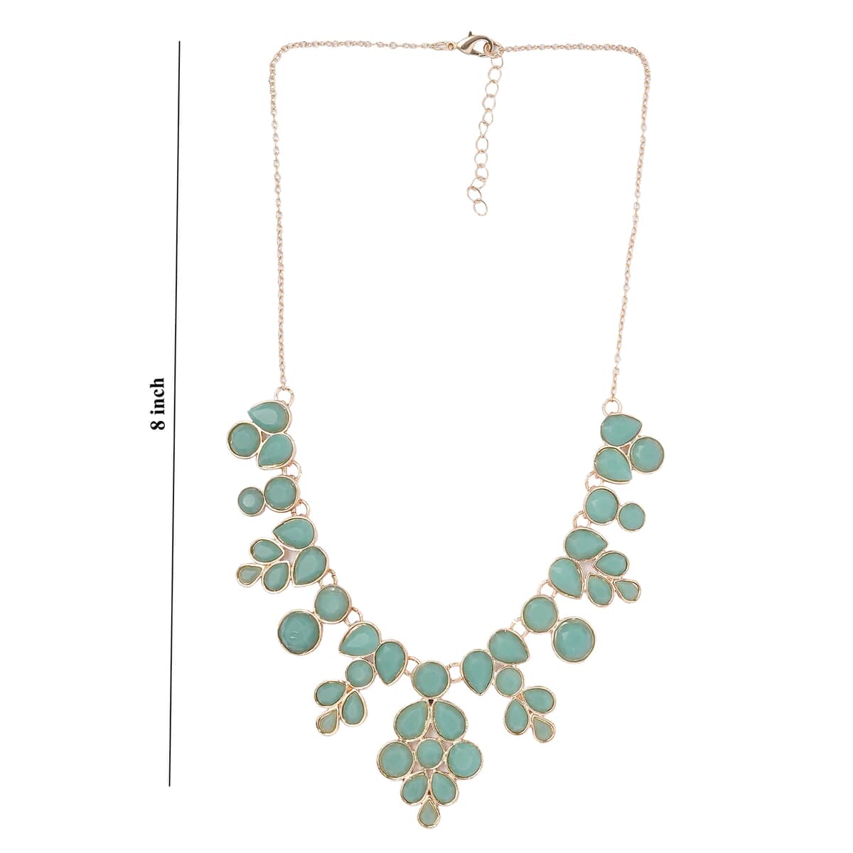 Sea Green Resin Statement Necklace 17-20 Inches in Goldtone image number 5